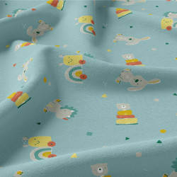 Printed Cotton DOUPLO Jade / Tangy Multicolored